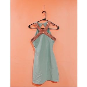 Light Blue & Gold Sequins Homecoming Dress